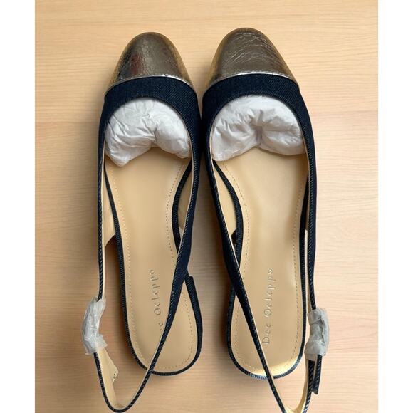 Dee Ocleppo Womens Mumbai Sz. 8.5 Blue Silver Toe Leather Ballet Flats Shoes NIB - Picture 5 of 8